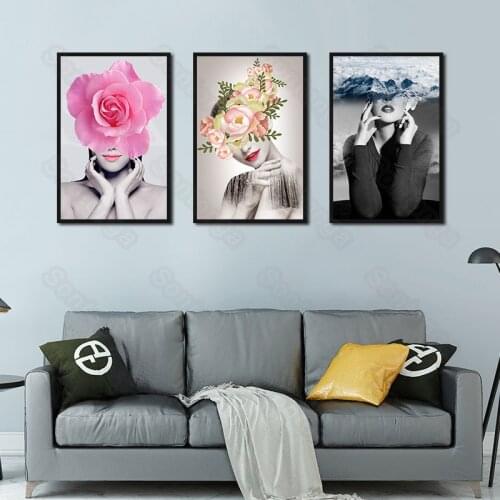 Model Beautiful Flower Art Poster Dormitory Poster Sofa Background Wall Decoration 3D Stereo Wall Sticker Bedroom Wallpaper
