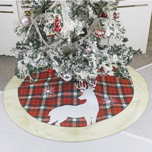Round Elk Pattern Non Woven Xmas Tree Skirt Cover Floor Carpet Christmas Decor Christmas Tree Skirts