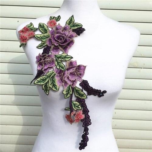 DIY Flower Applique Lace Embroidered Venise Floral Neckline Neck Collar Trim Sewing Patches Scrapbooking Accessories