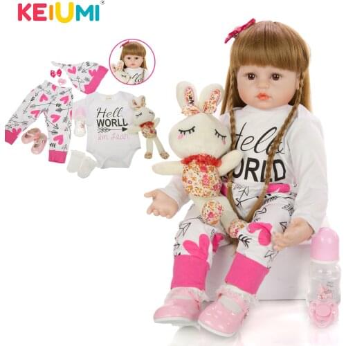 KEIUMI Princess 24" Reborn Dolls Soft Silicone Baby Reborn Babies Doll Toy Girl Playmates 60 cm DIY Boneca For Birthday Surprise