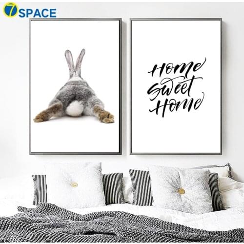 Rabbit Sweet Home Quotes Canvas Painting Posters And Prints Nordic Poster Wall Art Canvas Prints Wall Pictures For Bedroom Decor