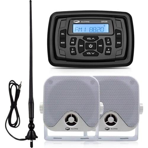 Marine Stereo Radio Audio Boat Bluetooth Media Receiver Car MP3 Player+4inch Waterproof Speaker+AM FM Antenna For RV Pool Yacht