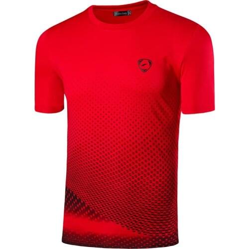 Jeansian Mens Sport Tee Shirt Tshirt T-shirts Tops Running Gym Fitness Workout Football Short Sleeve Dry Fit LSL225 Red2