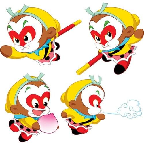 Three Ratels QC153 Chinese classic cartoon Monkey King wall sticker paper home decoration accessories for living room