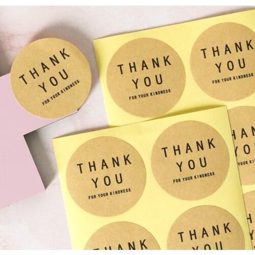 60pcs 4cm Gift Bags Thank You Labels Black Kraft Round Square Paper Adhesive Stickers Wedding Birthday Christmas Decor Supplies