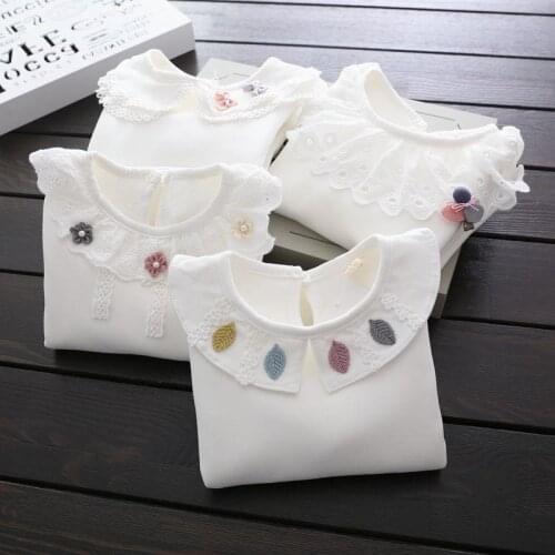 Girls' bottoming shirt spring autumn clothes childrens doll collar top baby girl baby long-sleeved T-shirt childrens clothing