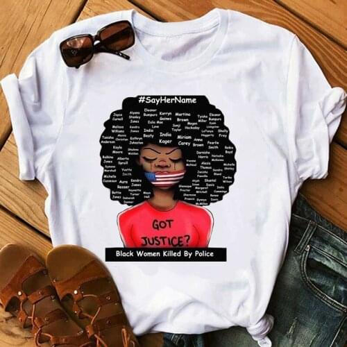 2020 New Womens Shirt African American Top Female T-shirts Harajuku Summer Couple Clothing Round Neck White Tops Tee Shirts
