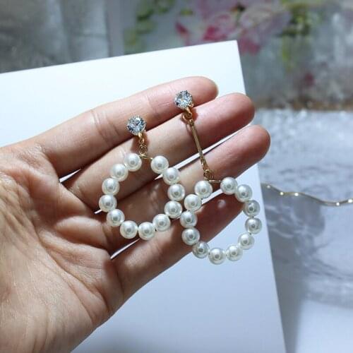 2021 New Arrival 14K Gold Plated Handmade Pearl Beads Stud Earrings for Women Luxury Jewelry Zircon Earrings