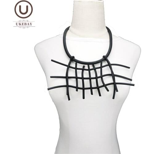 UKEBAY New Designer Strange Pendant Necklace Women Jewelry Handmade Rubber Jewellery Clothes Accessories Geometric Choker Chains