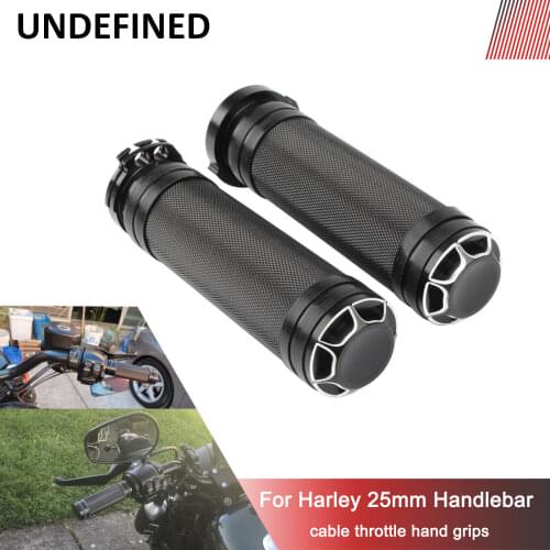 25mm Black Hand Grips Aluminum Motorcycle Handlebar Grips For Harley Sportster 883 1200 XL Dyna Fatboy Night Train XR 96-2019