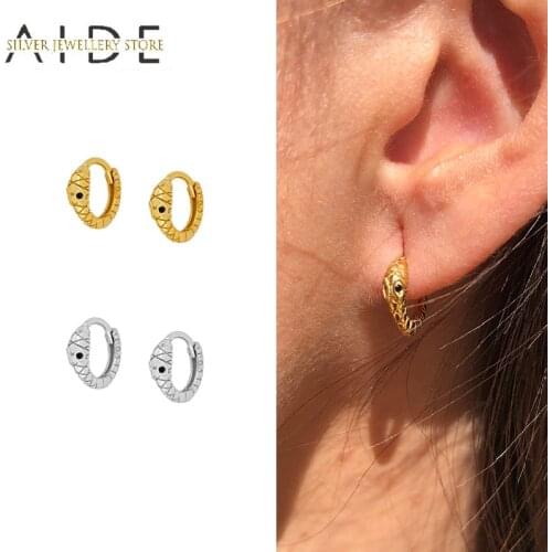 AIDE Mini Hugging Snake Hoop Earrings for Women Punk Exquisite Pierced 925 Sterling Silver Earings Fine Jewelry kolczyki