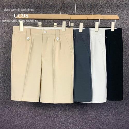 Summer Casual Shorts Mens Fashion Solid Color Business Dress Shorts Men Streetwear Wild Loose British Style Suit Shorts