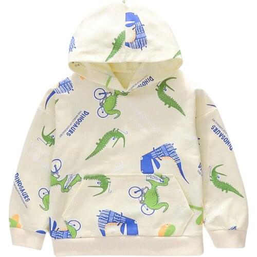 Baby Boys Hoodie Sweatshirt Autumn Winter Children Clothes Kids Outerwear Cartoon Dinosaur Print Tops Casual Boy Outfits