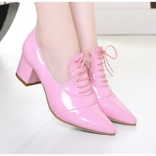 Big Size Ladies high heels women shoes woman pumps Pointed Rough heeled high heeled single shoes