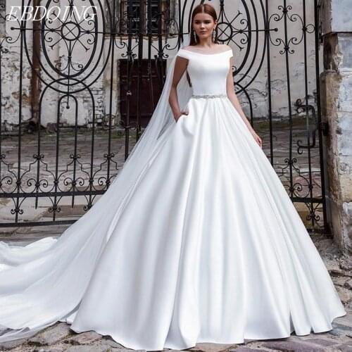 Vestidos de Novia Newest Wedding Dress For Women A-line Boat Neck Neckline Long Floor-Length Plus Sizes For Bride Wedding Gown