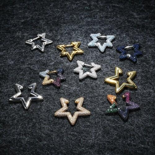 LIDU High Quality 925 Silver Colored Five-pointed Star Earrings Multicolor Monaco Ornaments Send Gifts To Friends Factory Direct