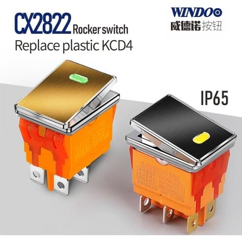 WINDOO 16A250VAC DPDT high quality aluminum panel waterproof rocker switch