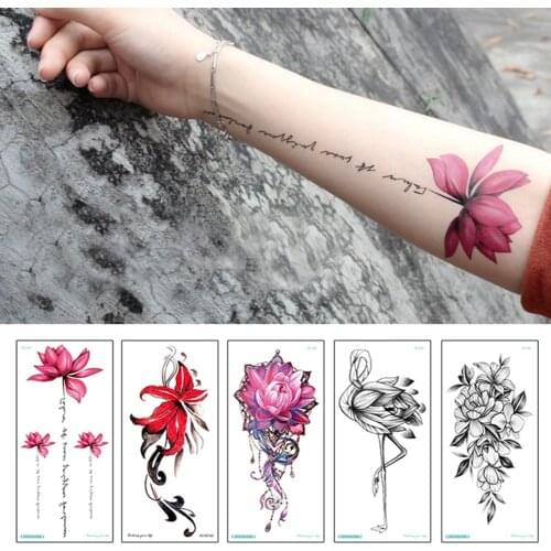 Fashion floral armband tattoos waterproof temporary tattoo sticker flower lotus tattoo sleeve women wrist arm sleeves tatoo Hot