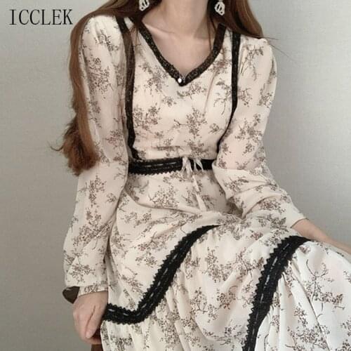 Korean One-Piece WomenS Dress Chiffon Dress 2021Spring WomenS Clothing New Suitable For Office Ladies Casual Dress Female Robe