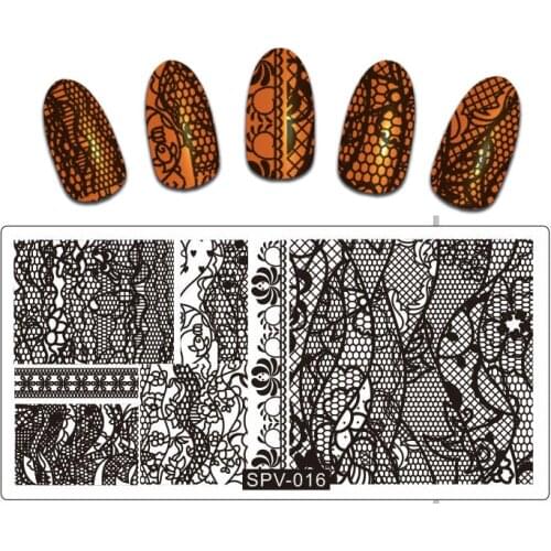 1PCS 6*12CM Nail Art Stamping Image Plates Rectangle Metal Stencil Nail Stamping ** Lace Pattern ** Template SPV-16
