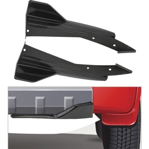 2Pcs Car Rear Bumper Anti-crash Diffuser Lip Splitter Spoiler Scratch Protector Gloss Black Canards Fins Universal
