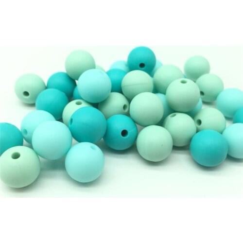 Greeny Series Mix 40PCS Baby Chewable Silicone 12MM Round Beads Teething Pacifier Chain BPA Free DIY Necklace Holder Accessories