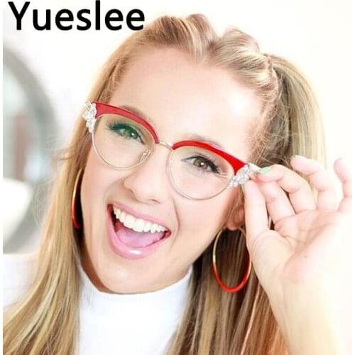 45120 Metal Anti-Blue Light Cat Eye Glasses Frame Men Women Optical Fashion Computer Eyeglasses