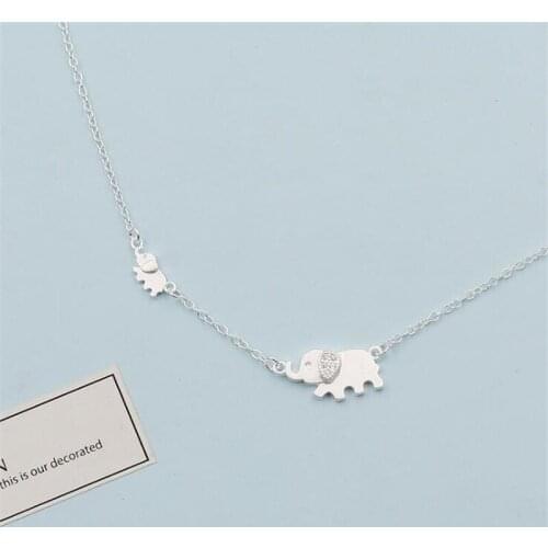 Auspicious Zircon Elephants Cute Animal Clavicle Chain Female Lucky Necklace for Women 925 Sterling Silver Accessories SN248