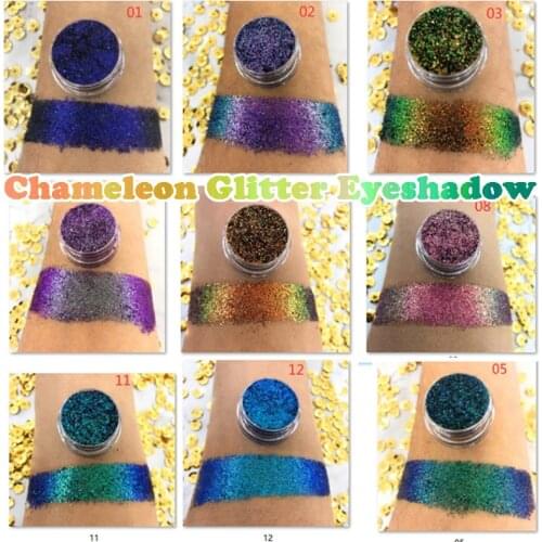 Glitter Chrome Eyeshadow Powder Chameleon Eyeshadow Pigments Waterproof Shiny Metallic Loose Eye Shadow Party Makeup Tools 5g
