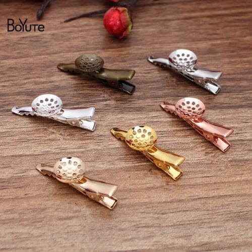 BoYuTe Hollow Out 12MM Base Tray Hair Clip Blank Setting 6 Colors Plated Diy Hair Accessories