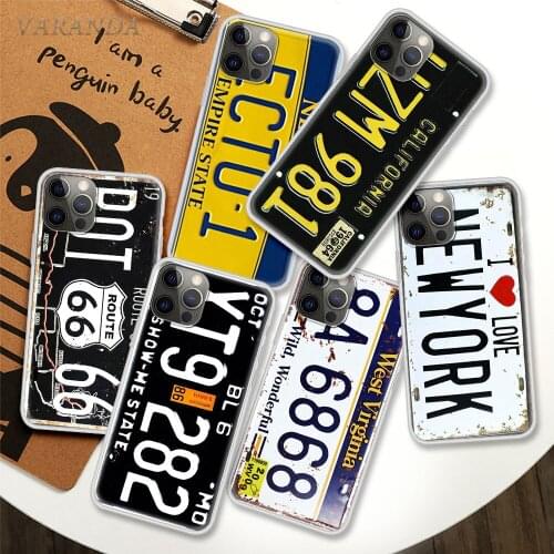 Vintage Old Retro License Plate Capa For Apple iPhone 12 mini 11 Pro Max X XR Translucent Phone Cover 7 8 6 6S Plus XS Cases Sac