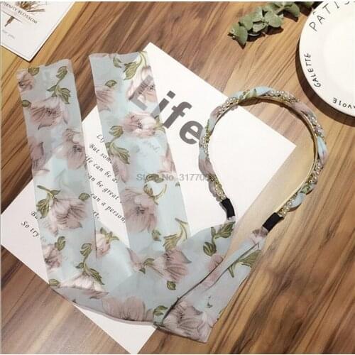 DHL 200pcs Elegant Crystal Pearl Long Ribbon Hairbands Hair Ornament Lady Headbands Girls Headwear Hair Accessories