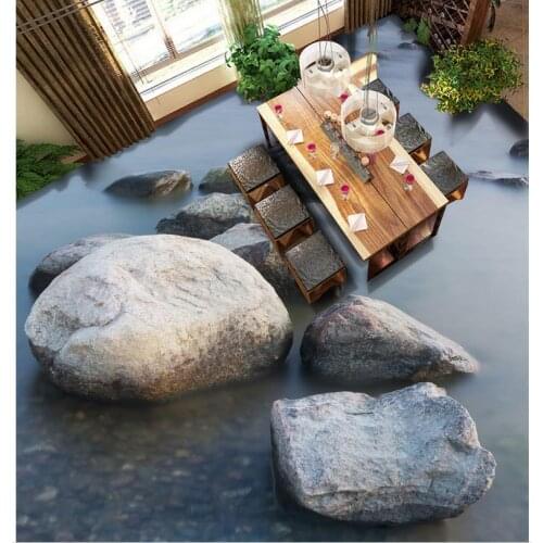 Photo wallpaper mural floor Stone water 3D living room bathroom floor tiles Home Decoration