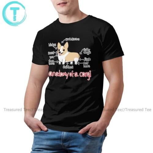 Corgi Dog T Shirt Anatomy Of A Corgi T-Shirt Funny Short-Sleeve Tee Shirt Printed Casual Men 100 Cotton Tshirt