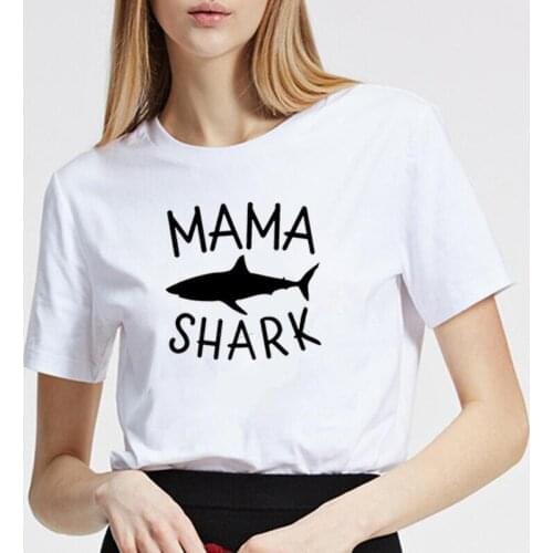 Harajuku Shirt T Shirt Women Tops SHARK MAMA Letter Print Women T Shirt Summer Short Sleeve Casual Tee Shirt Femme Blusas Mujer
