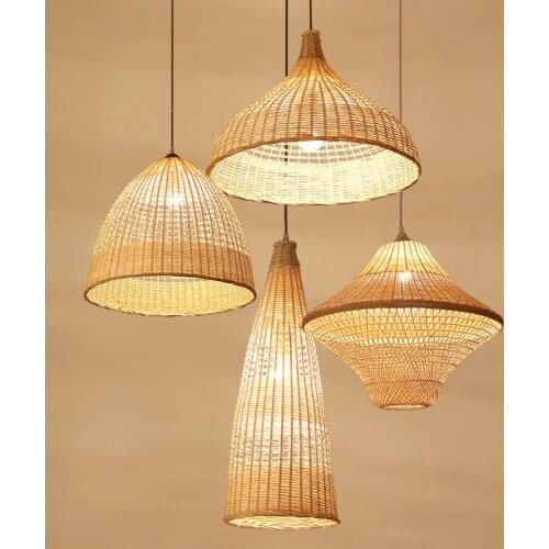 Chinese Style Pendant Lights Handmade Bamboo Natural Rattan Hanging Lights Living Room Dining Room Restaurant Cafe Light Fixture