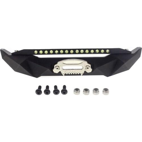 Metal Front Bumper with LED Light for 1/10 RC Crawler Axial SCX10 II 90046 SCX10 III AXI03007 Upgrade Parts