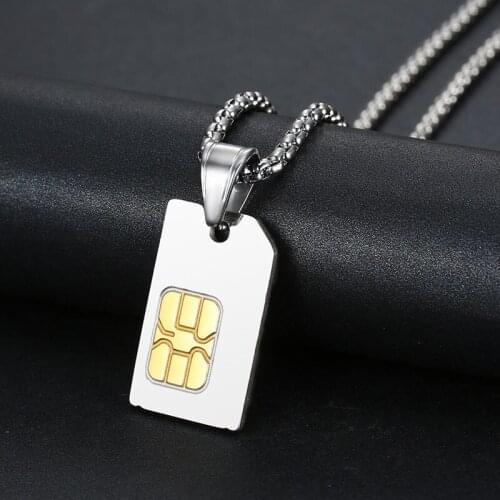 Hip Hop SIM Card Metal Pendant Necklace For Women Men Rapper Funny Identity Card Necklaces Trendy Jewelry