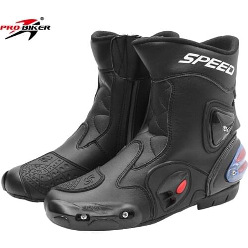 PRO-BIKER SPEED Ankle Joint Protective Gear Motorcycle Boots Moto Shoes Motorcycle Riding Racing Motocross Boots BLACK RED WHITE