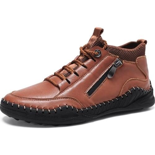 Men Shoes Autumn Winter Boots Retro Style Ankle Boots Lace Up Casual Boots High-top Shoes for Men Wear-resistant Zapatos Boots