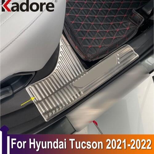 For Hyundai Tucson 2021 2022 Carbon Fiber Inner Side Door Sill Scuff Plate Trim Car Accessories Styling Sticker