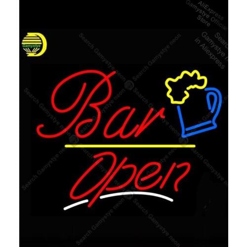 Neon Sign for bar open with cup Beer Neon Bulb handcraft Beer bar sign Recreation Room Neon Beer Signs Fast Shipping Garage Sign