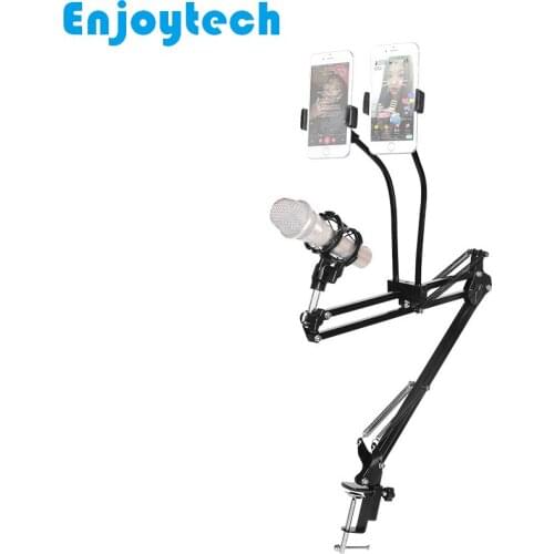 New Arrival Metal Stands Brackets with Dual Holder for Mobile phones Tripod Monopod For Microphones for Video Bloggers
