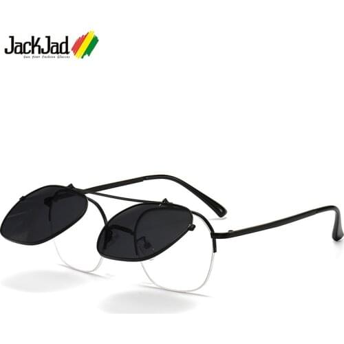 JackJad 2020 Fashion Vintage Square SteamPunk Style Sunglasses Flip Up Clamshell Classic Design Sun Glasses Oculos De Sol 2204