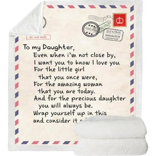 Parents To Children Envelope Gift Blanket Inspirational Message Personalized Blanket Throw Blanke Double Thick Wool Warm Blanket