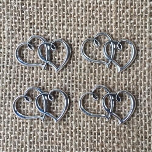 20 Pcs/lot 31x19mm Double Love Charms for Jewelry Making Pendant Silver Color DIY Necklaces Earrings Bracelets A122