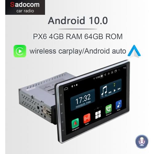 PX6 10.1" 1 din IPS Android 10.0 4GB+64GB carplay Car DVD Player GPS multimedia RDS autoradio wifi Bluetooth 5.0 For universal
