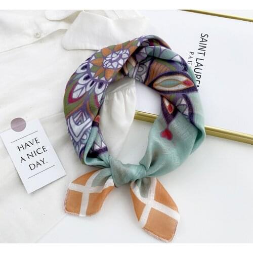 58*58cm Cotton Linen Print Women Girls Square Hair Scarf Hairscarf Headscarf Neck Ring Bandana Turban Wrap Shawl Hijab