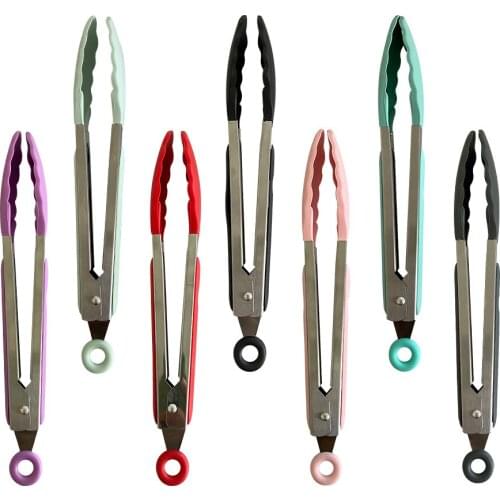 Silicone Food Tong Stainless Steel Kitchen grilling Tongs Non-slip Cooking Clip bread Salad Tools Barbecue Tong with Joint Lock
