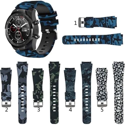 Camo Silicone Strap Band for Ticwatch Pro 3 E2 S2 GTX Replacement band 22mm